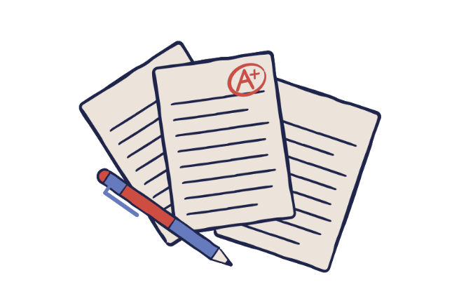 illustration image of a exam result paper of a high scored student