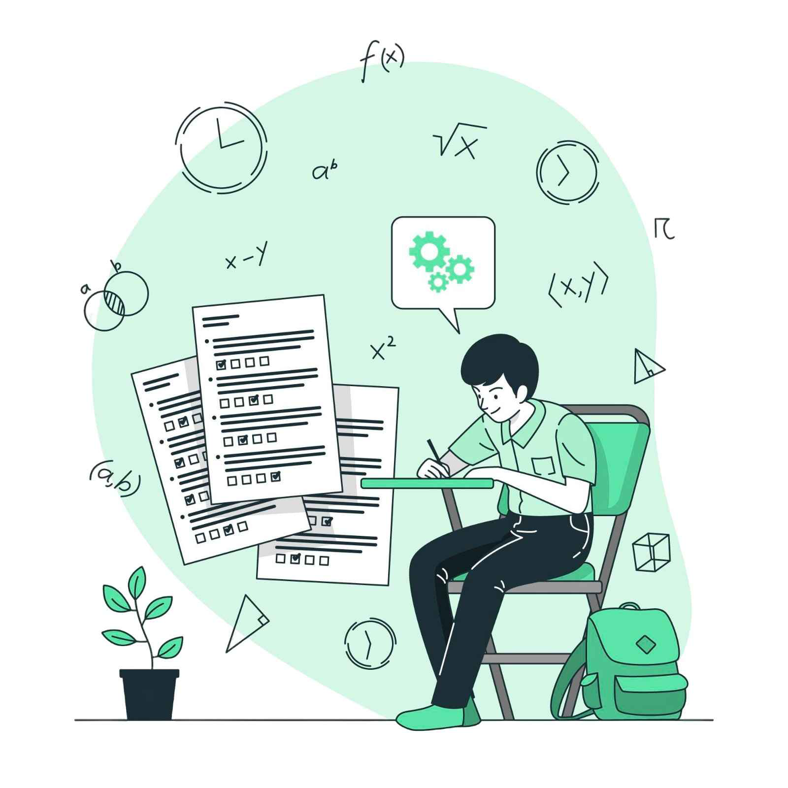 Illustration of a student studying